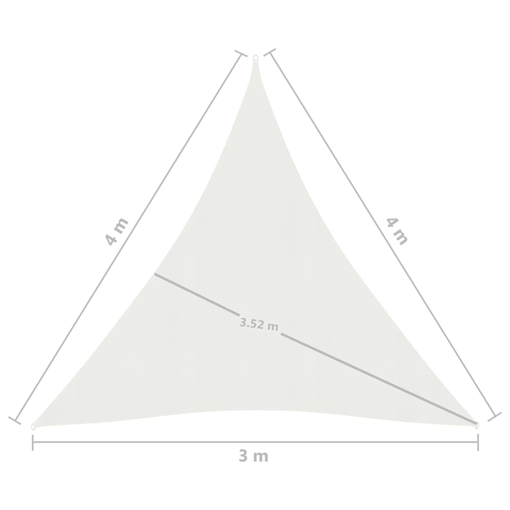 vidaXL Toldo de vela HDPE blanco 160 g/m² 3x4x4 m