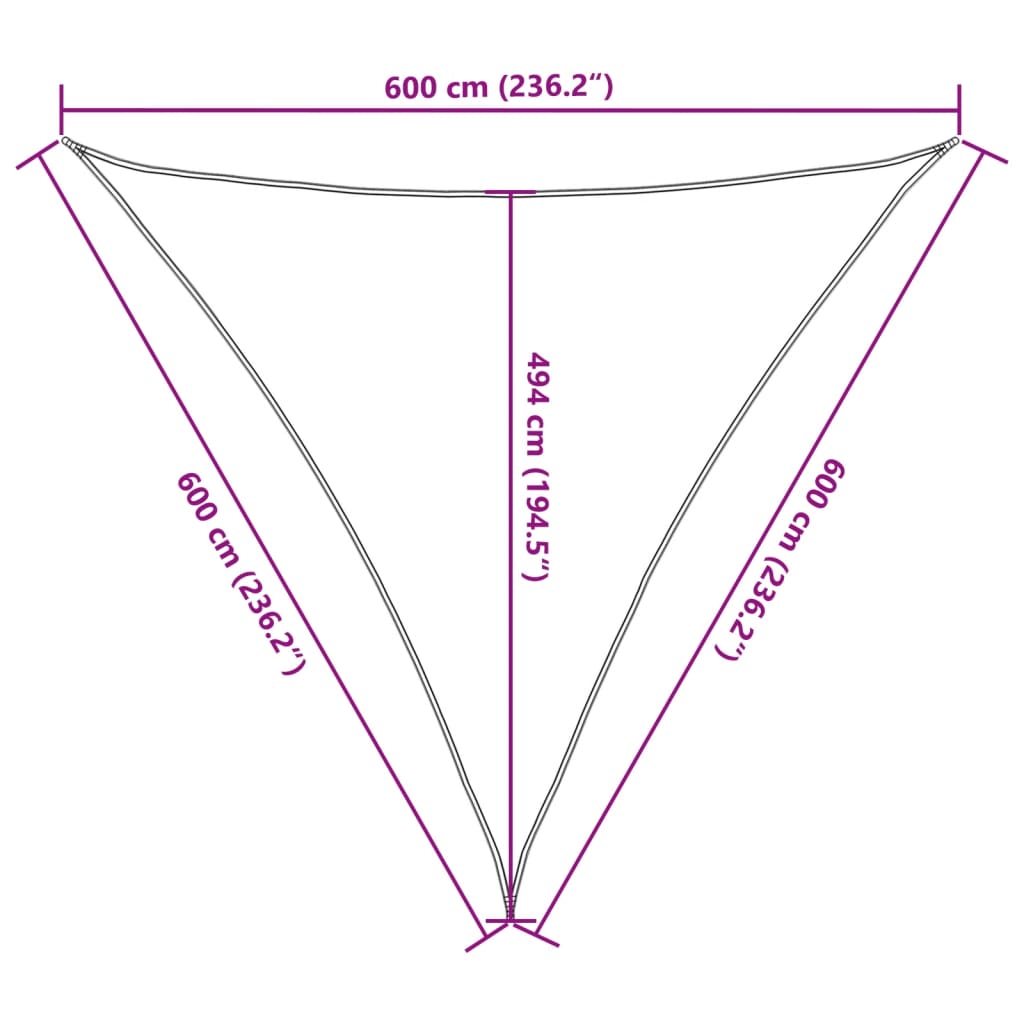 vidaXL Toldo de vela blanco HDPE 160 g/m² 6x6x6 m