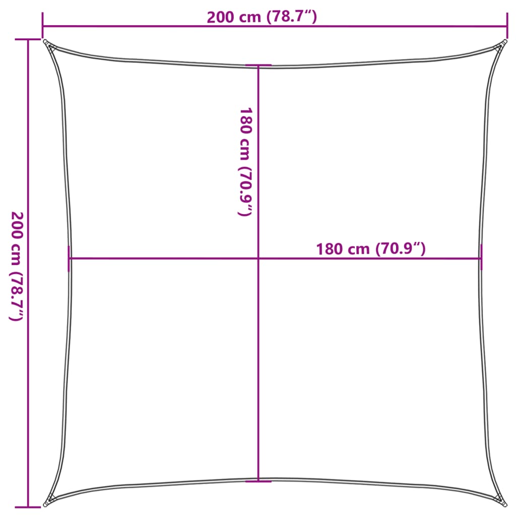 vidaXL Toldo de vela HDPE verde claro 160 g/m² 2x2 m