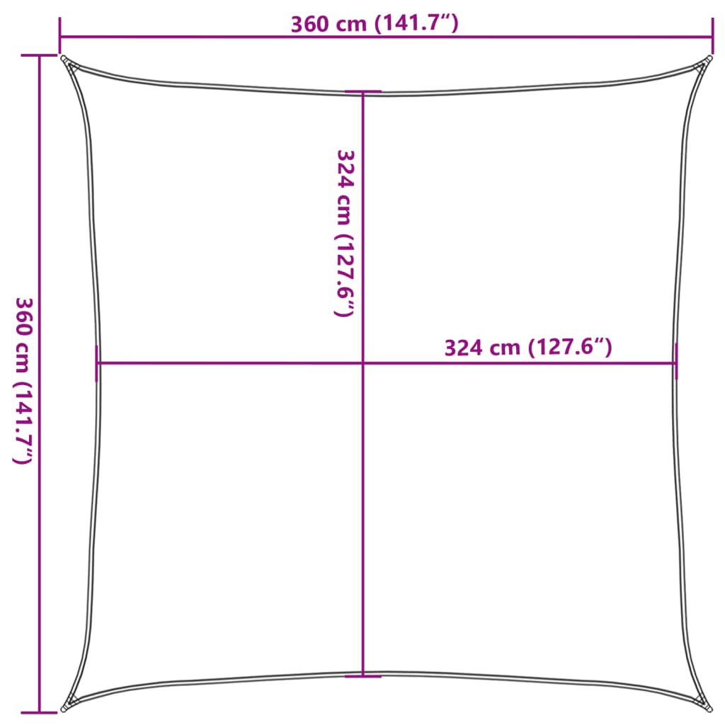 vidaXL Toldo de vela HDPE verde claro 160 g/m² 3,6x3,6 m