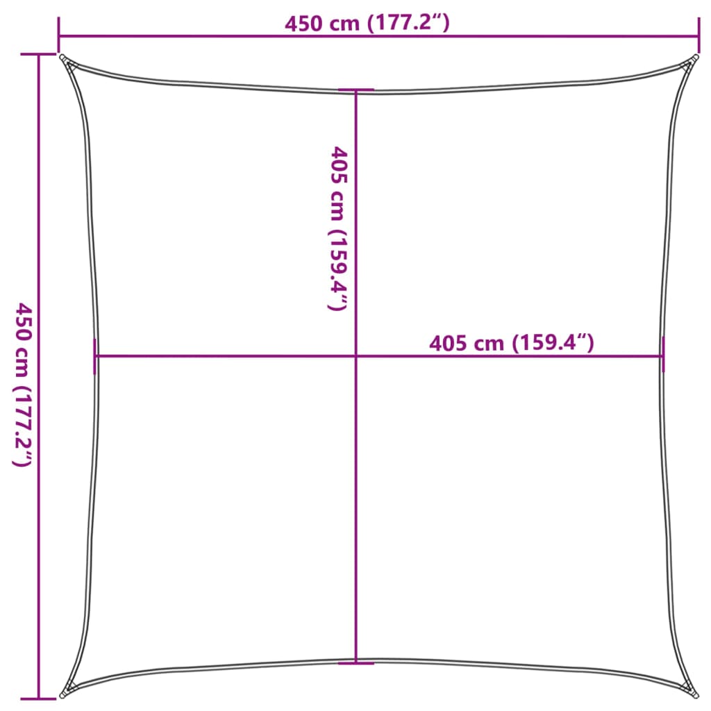 vidaXL Toldo de vela HDPE verde claro 160 g/m² 4,5x4,5 m