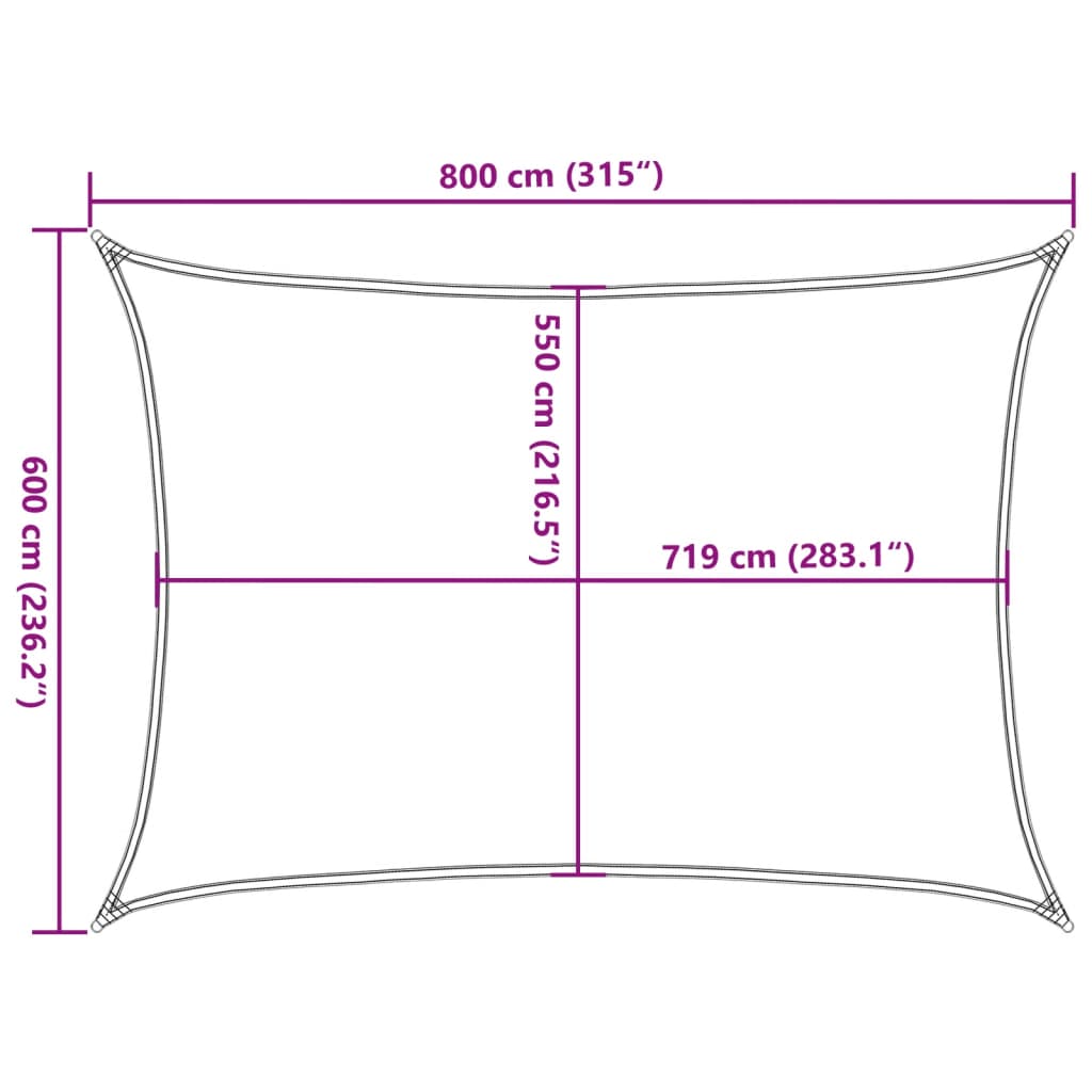 vidaXL Toldo de vela HDPE verde claro 160 g/m² 6x8 m