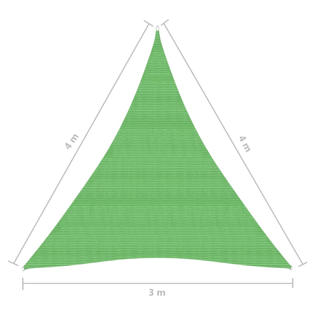 vidaXL Toldo de vela HDPE verde claro 160 g/m² 3x4x5 m