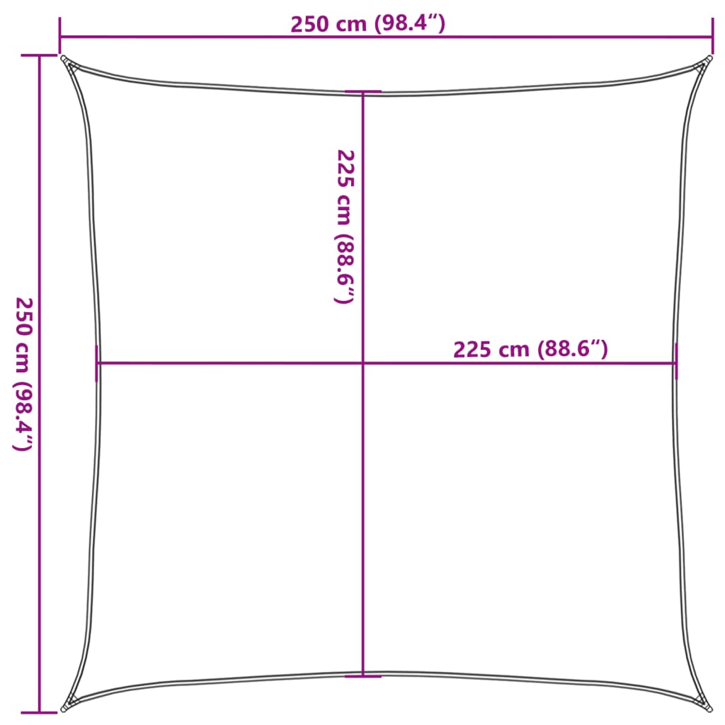 vidaXL Toldo de vela cuadrado HDPE terracota 160 g/m² 2,5x2,5 m