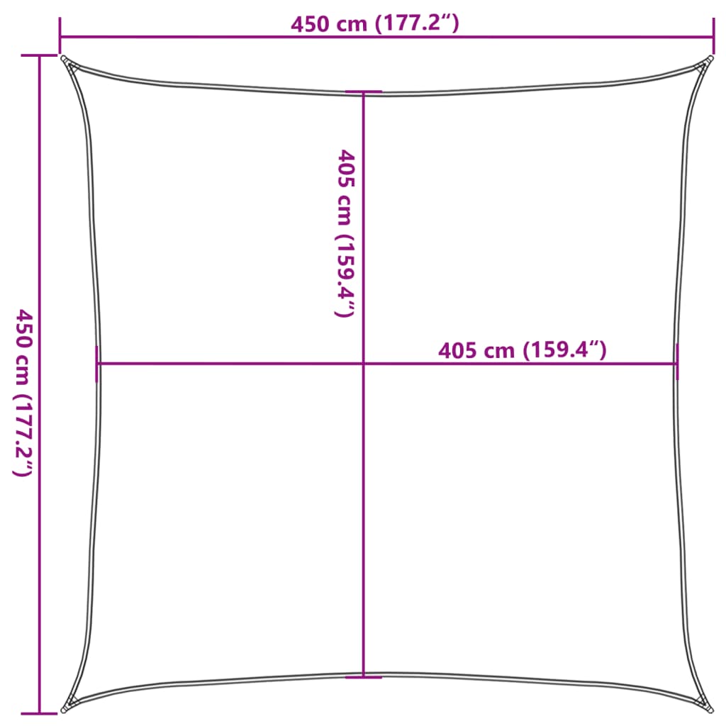 vidaXL Toldo de vela cuadrado HDPE terracota 160 g/m² 4,5x4,5 m