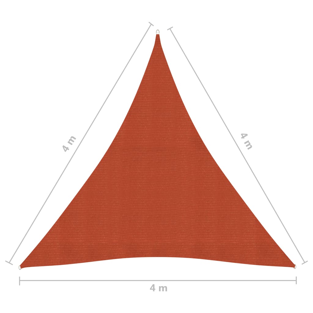 vidaXL Toldo de vela HDPE terracota 160 g/m² 4x4x4 m