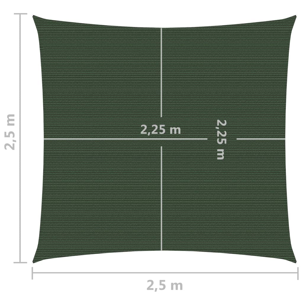 vidaXL Toldo de vela HDPE verde oscuro 160 g/m² 2,5x2,5 m