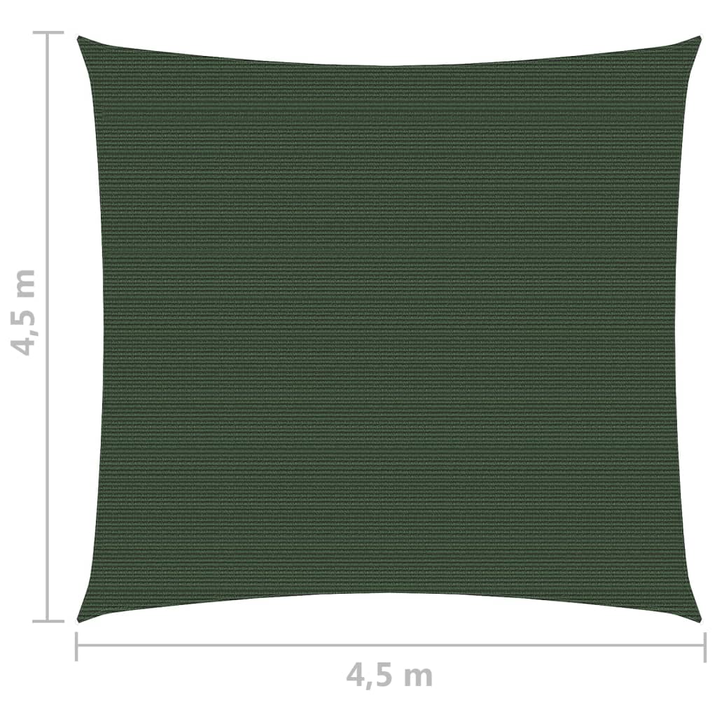 vidaXL Toldo de vela verde oscuro HDPE 160 g/m² 4,5x4,5 m