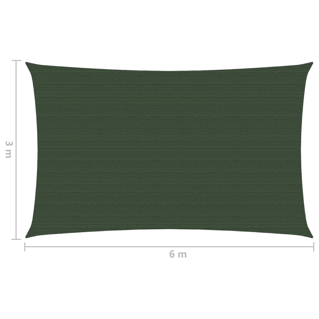 vidaXL Toldo de vela HDPE verde oscuro 160 g/m² 3x6 m