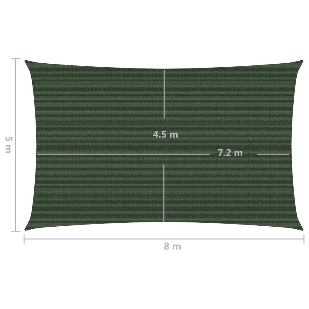 vidaXL Toldo de vela HDPE verde oscuro 160 g/m² 5x8 m