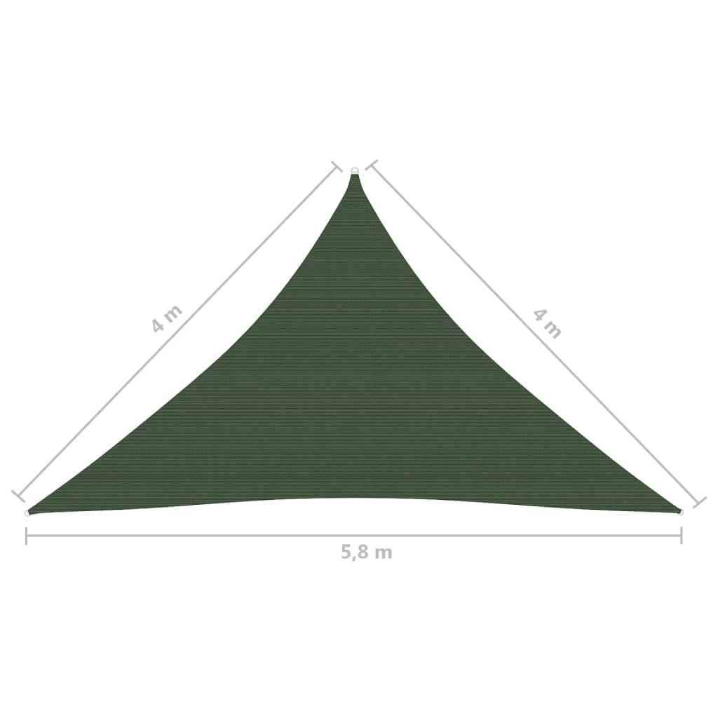 vidaXL Toldo de vela verde oscuro HDPE 160 g/m² 4x4x5,8 m