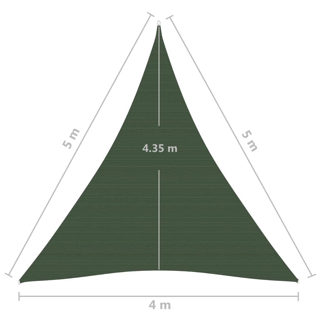 vidaXL Toldo de vela HDPE verde oscuro 160 g/m² 4x5x5 m