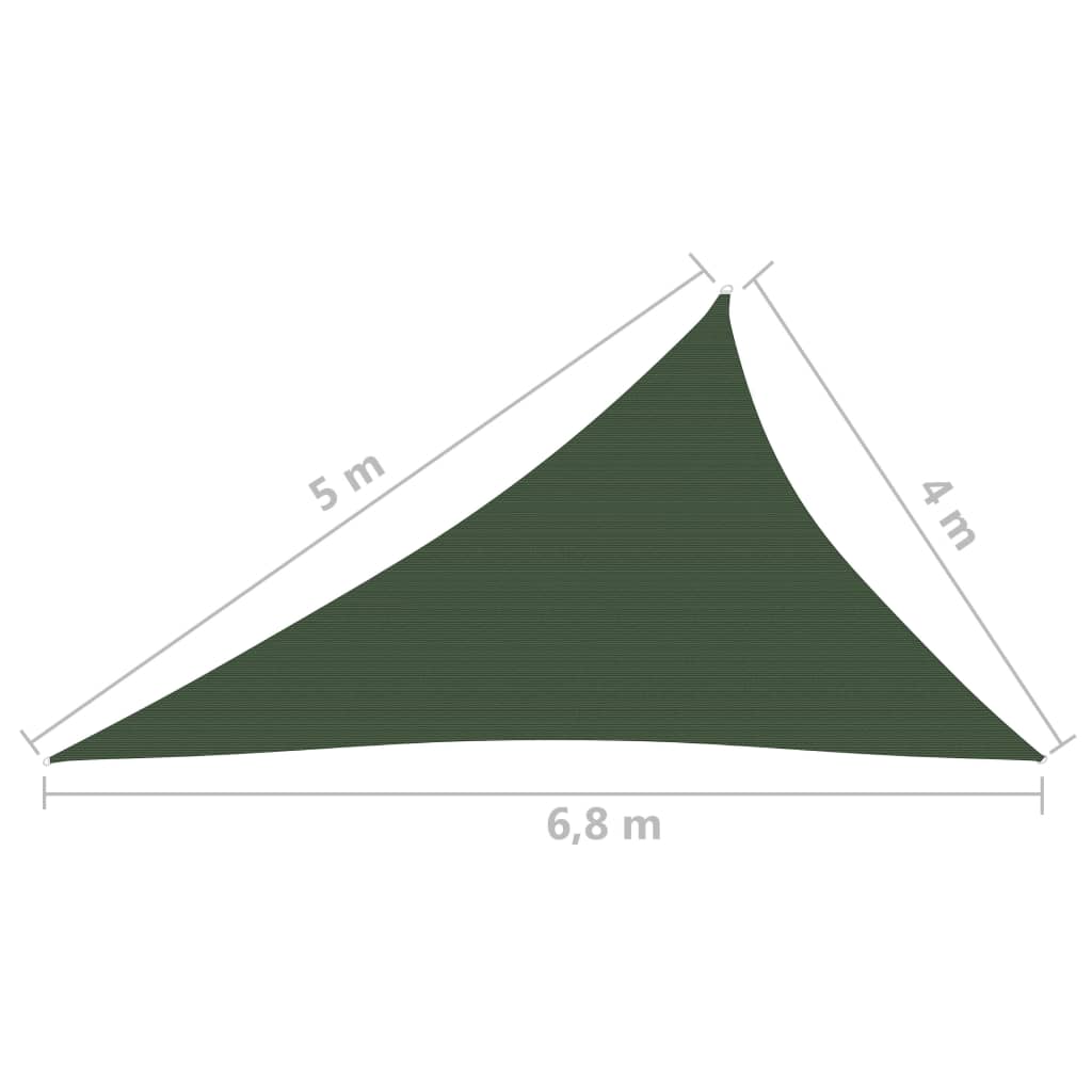 vidaXL Toldo de vela HDPE verde oscuro 160 g/m² 4x5x6,8 m