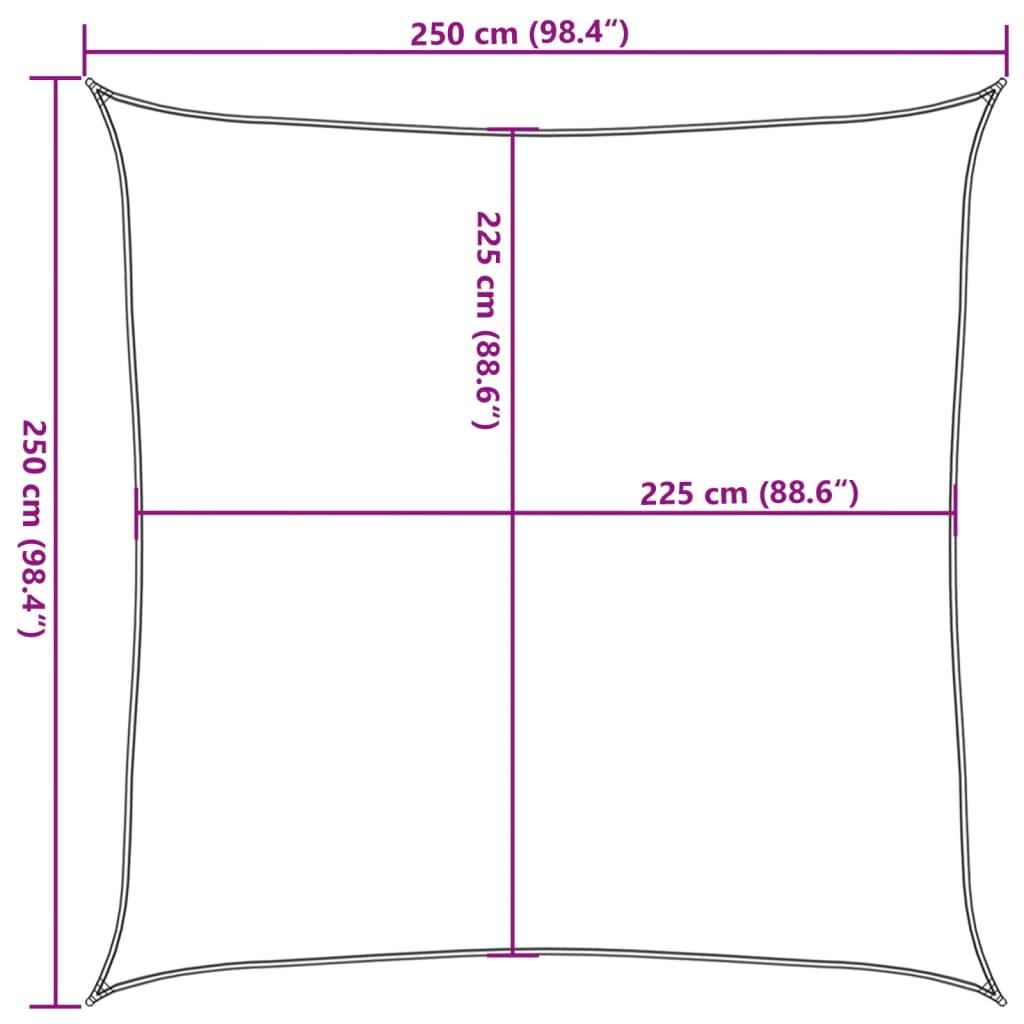 vidaXL Toldo de vela amarrilo HDPE 160 g/m² 2,5x2,5 m