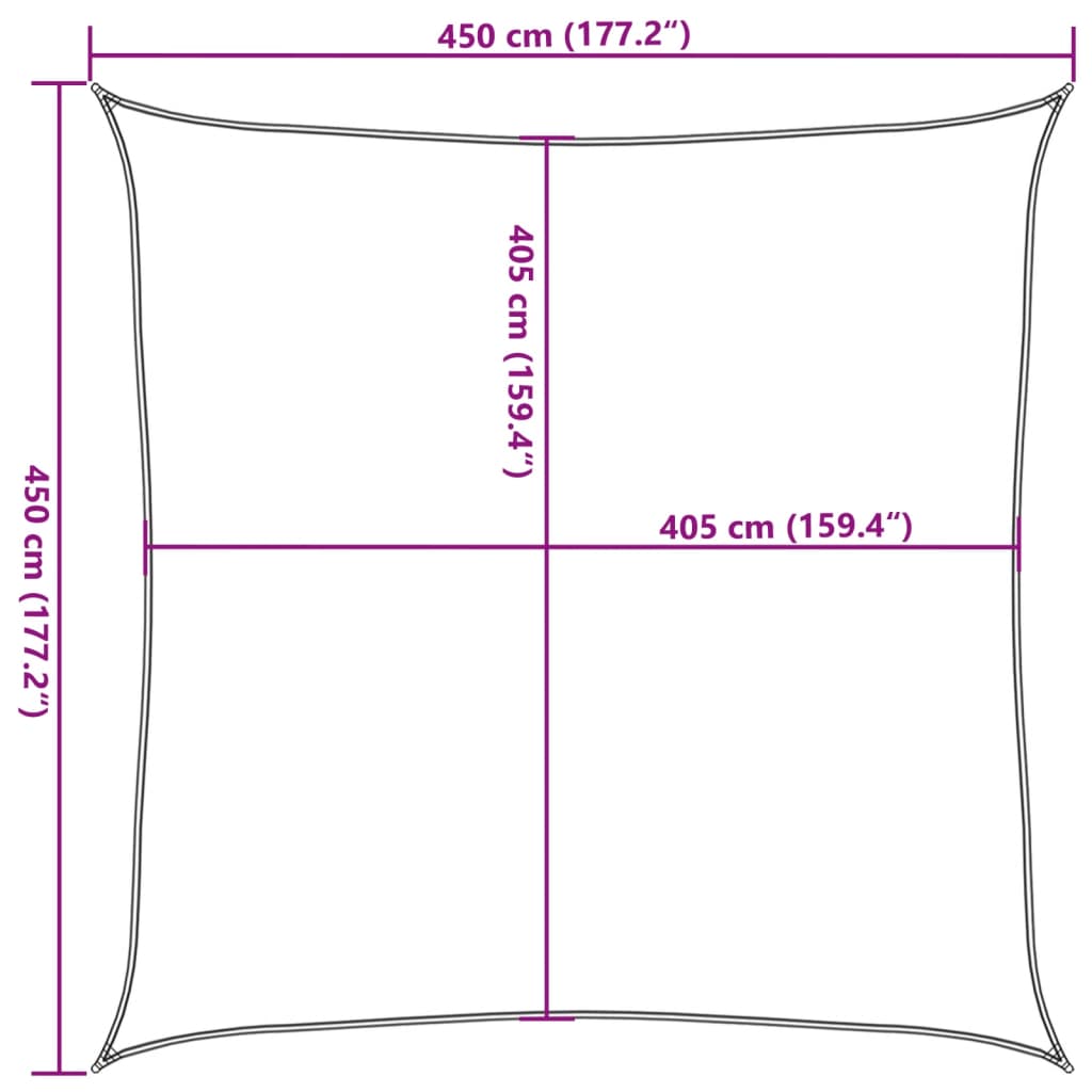 vidaXL Toldo de vela cuadrado HDPE amarillo 160 g/m² 4,5x4,5 m