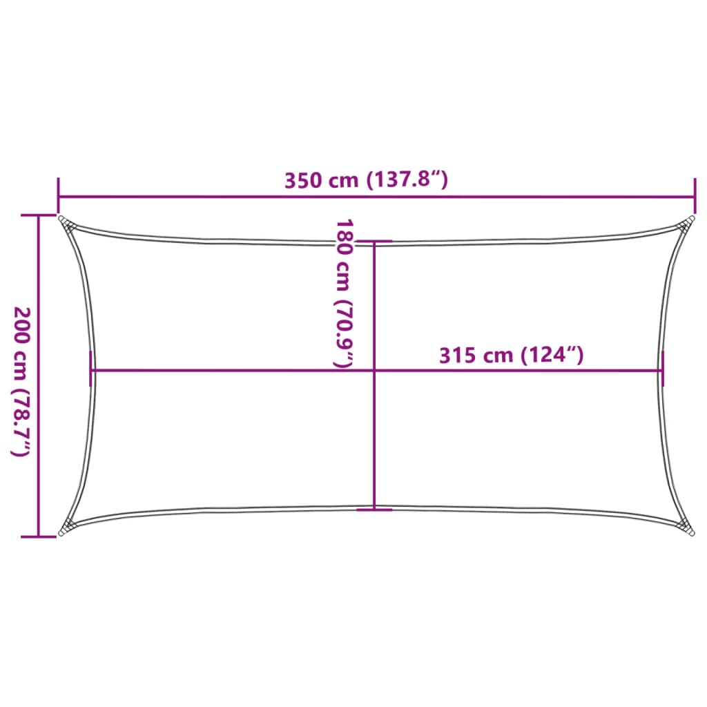 vidaXL Toldo de vela rectangular HDPE amarillo 160 g/m² 2x3,5 m