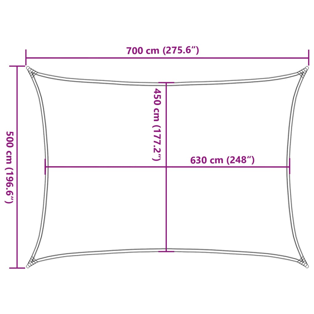 vidaXL Toldo de vela rectangular HDPE amarillo 160 g/m² 5x7 m