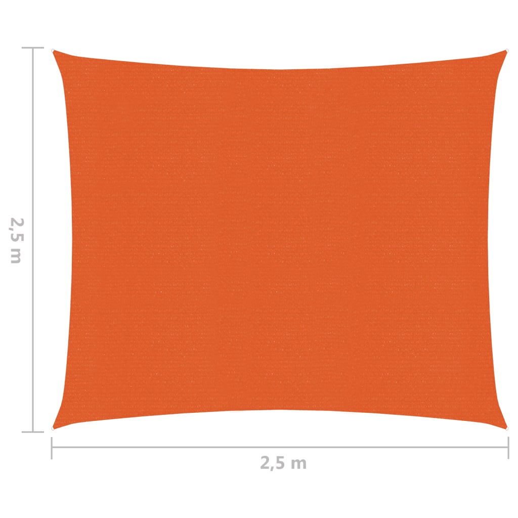 vidaXL Toldo de vela naranja HDPE 160 g/m² 2,5x2,5 m