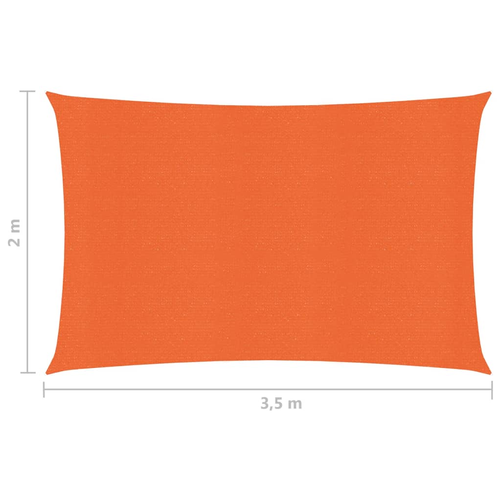 vidaXL Toldo de vela HDPE naranja 160 g/m² 2x3,5 m