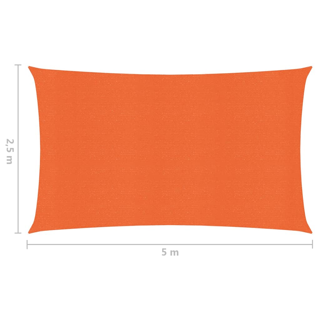 vidaXL Toldo de vela HDPE naranja 160 g/m² 2,5x5 m