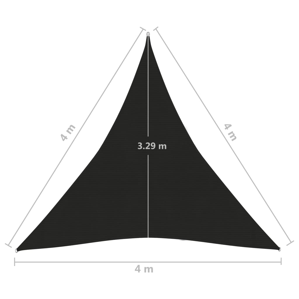 vidaXL Toldo de vela HDPE negro 160 g/m² 4x4x4 m