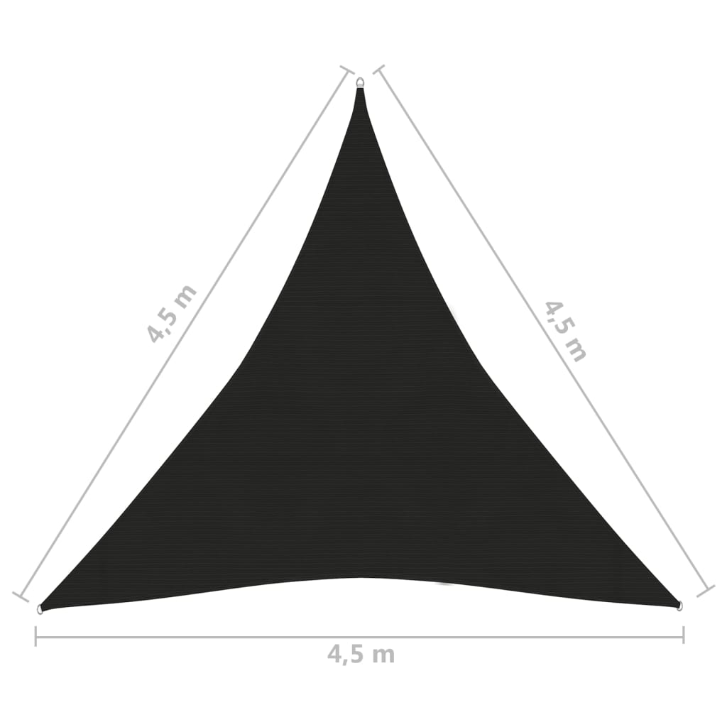 vidaXL Toldo de vela negro HDPE 160 g/m² 4,5x4,5x4,5 m