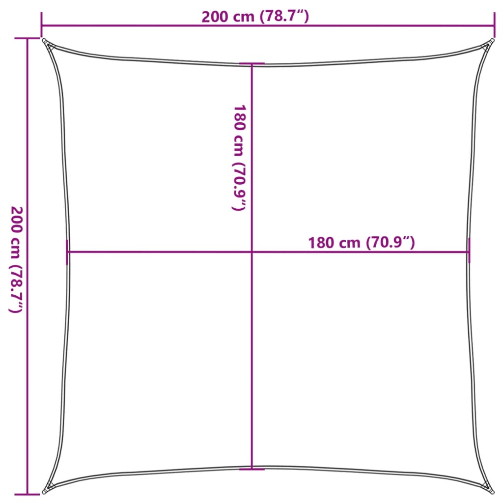 vidaXL Toldo de vela HDPE marrón 160 g/m² 2x2 m