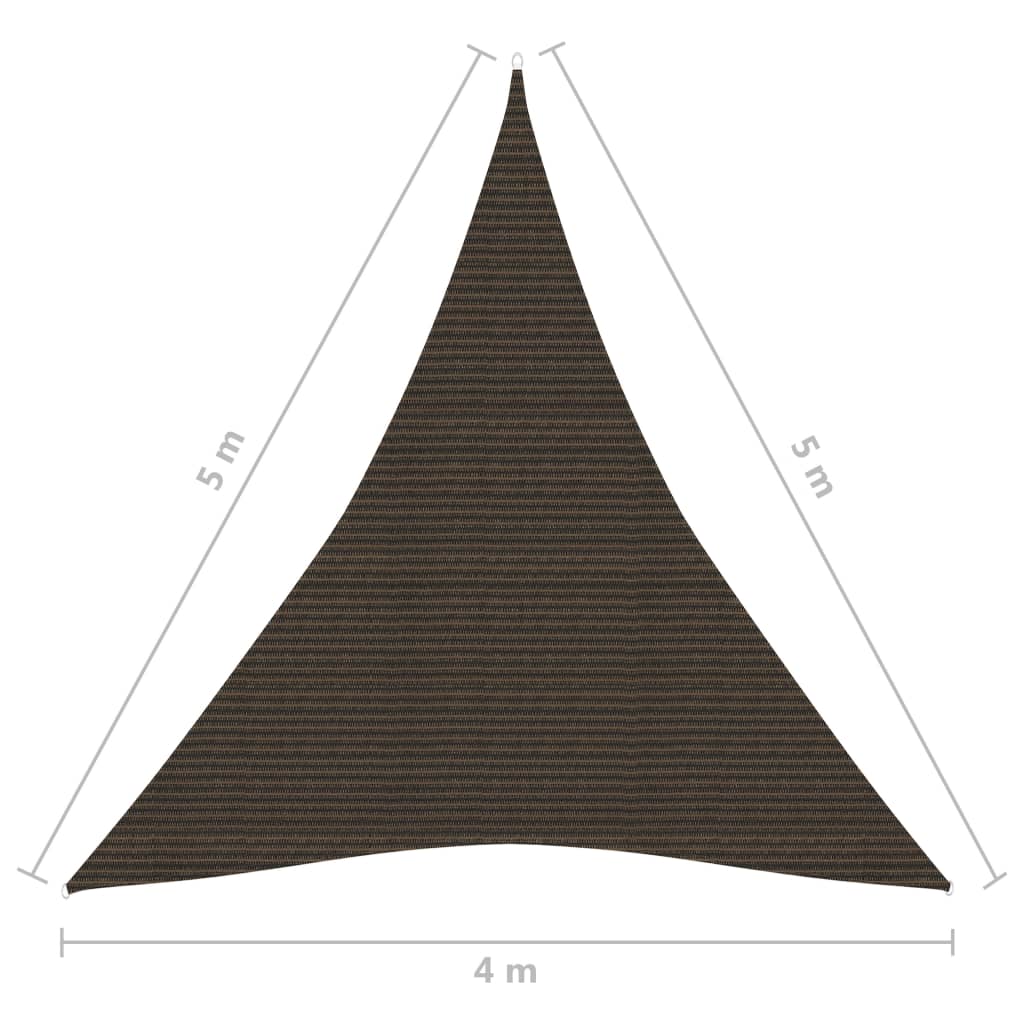 vidaXL Toldo de vela HDPE marrón 160 g/m² 4x5x5 m