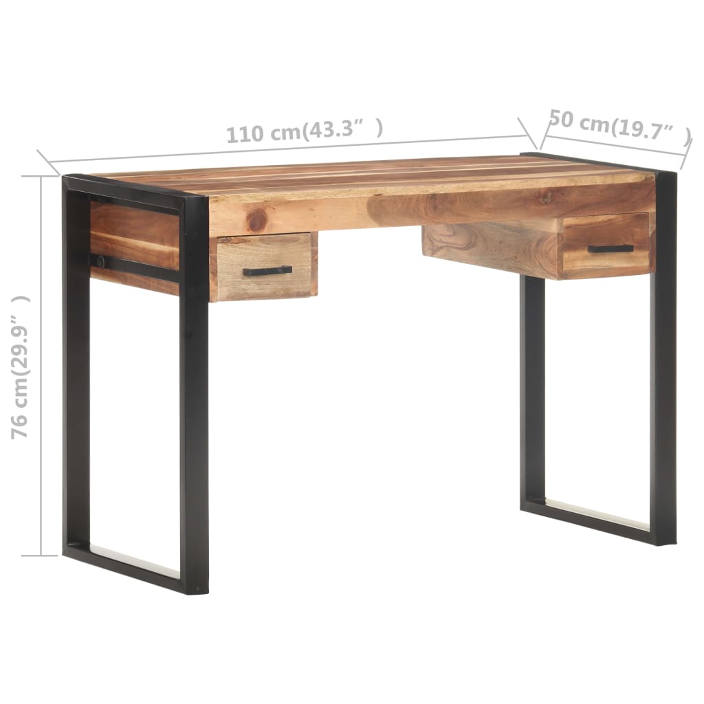 vidaXL Escritorio de madera maciza 110x50x76 cm