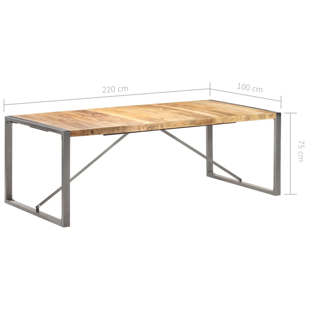 vidaXL Mesa de comedor madera maciza de mango rugosa 220x100x75 cm