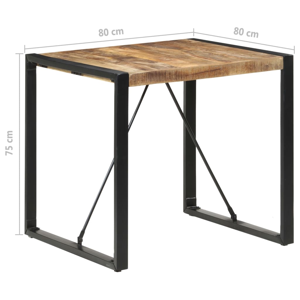 vidaXL Mesa de comedor madera de mango rugosa 80x80x75 cm