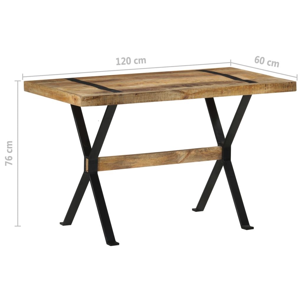 vidaXL Mesa de comedor madera de mango rugosa 120x60x76 cm