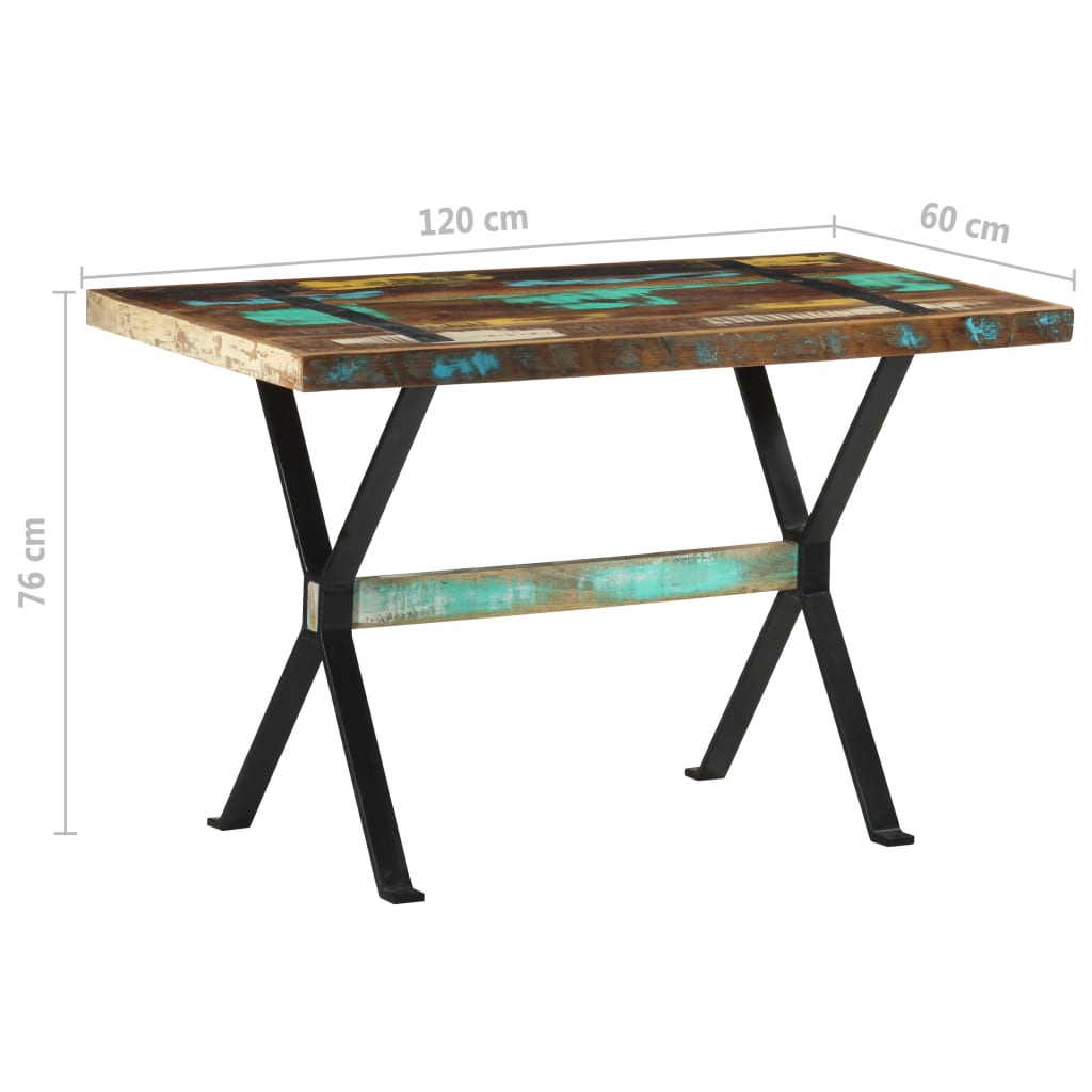 vidaXL Mesa de comedor madera maciza reciclada 120x60x76 cm