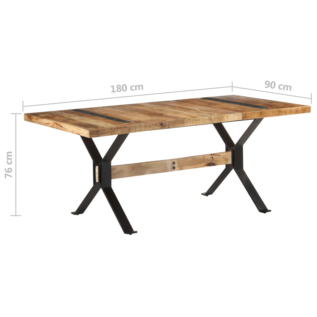 vidaXL Mesa de comedor madera de mango rugosa 180x90x76 cm