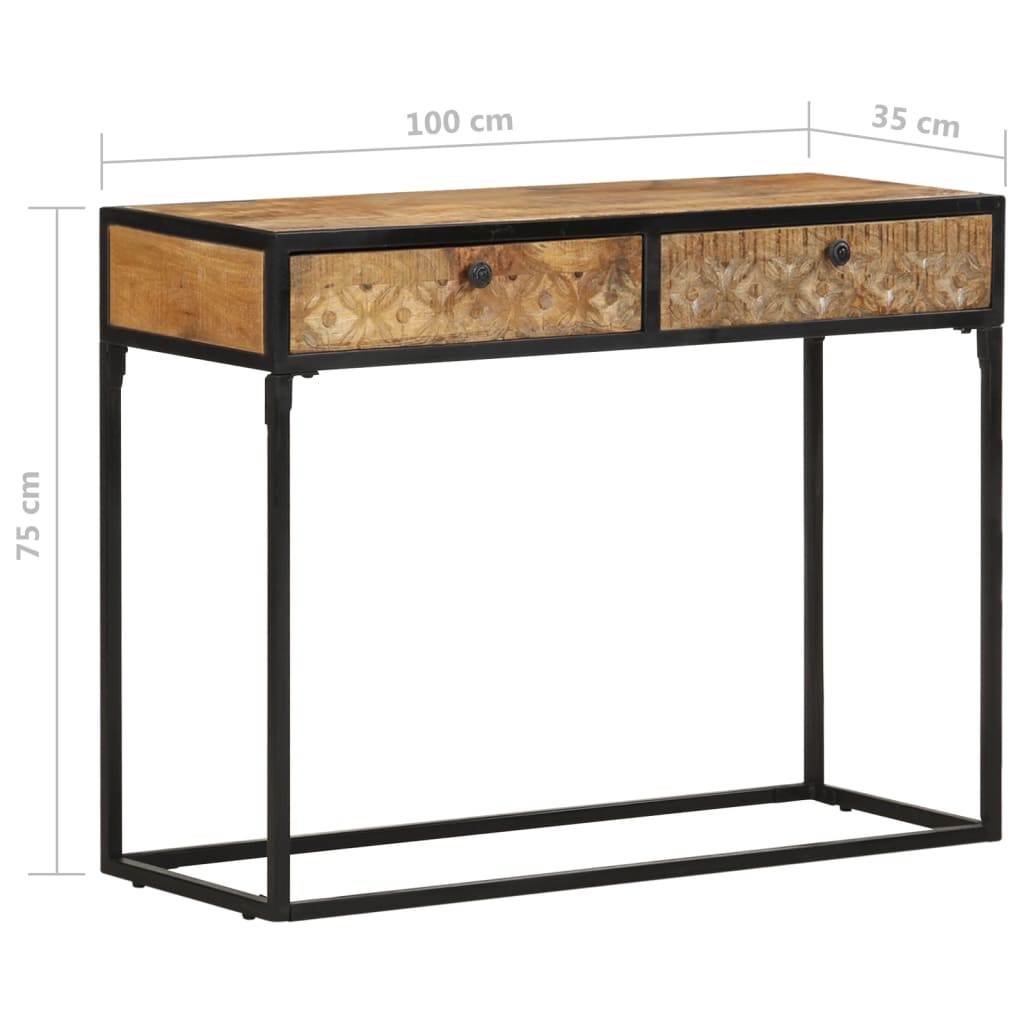 vidaXL Mesa consola de madera maciza de mango 100x35x75 cm