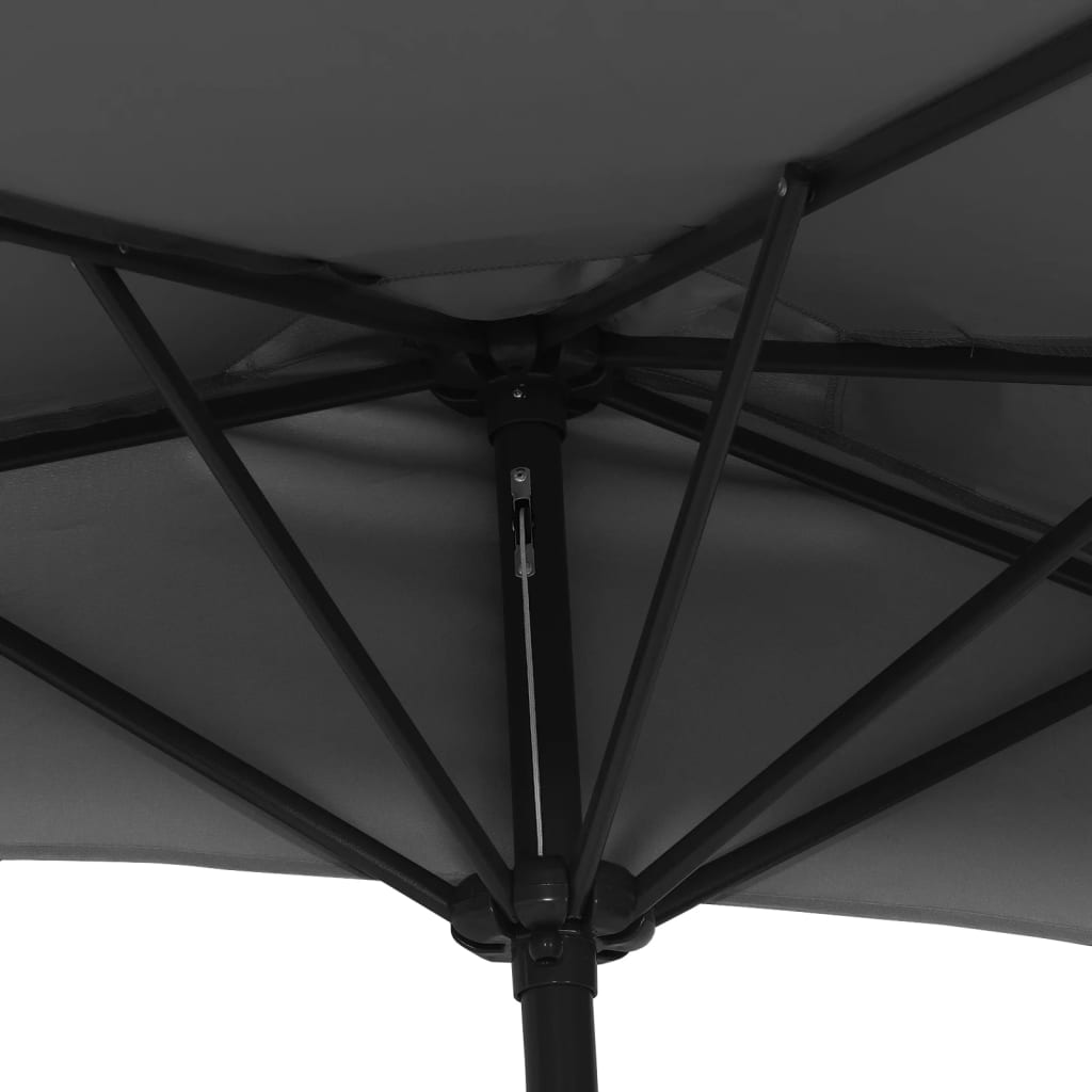 vidaXL Sombrilla balcón semicircular palo aluminio negro 300x155x223cm