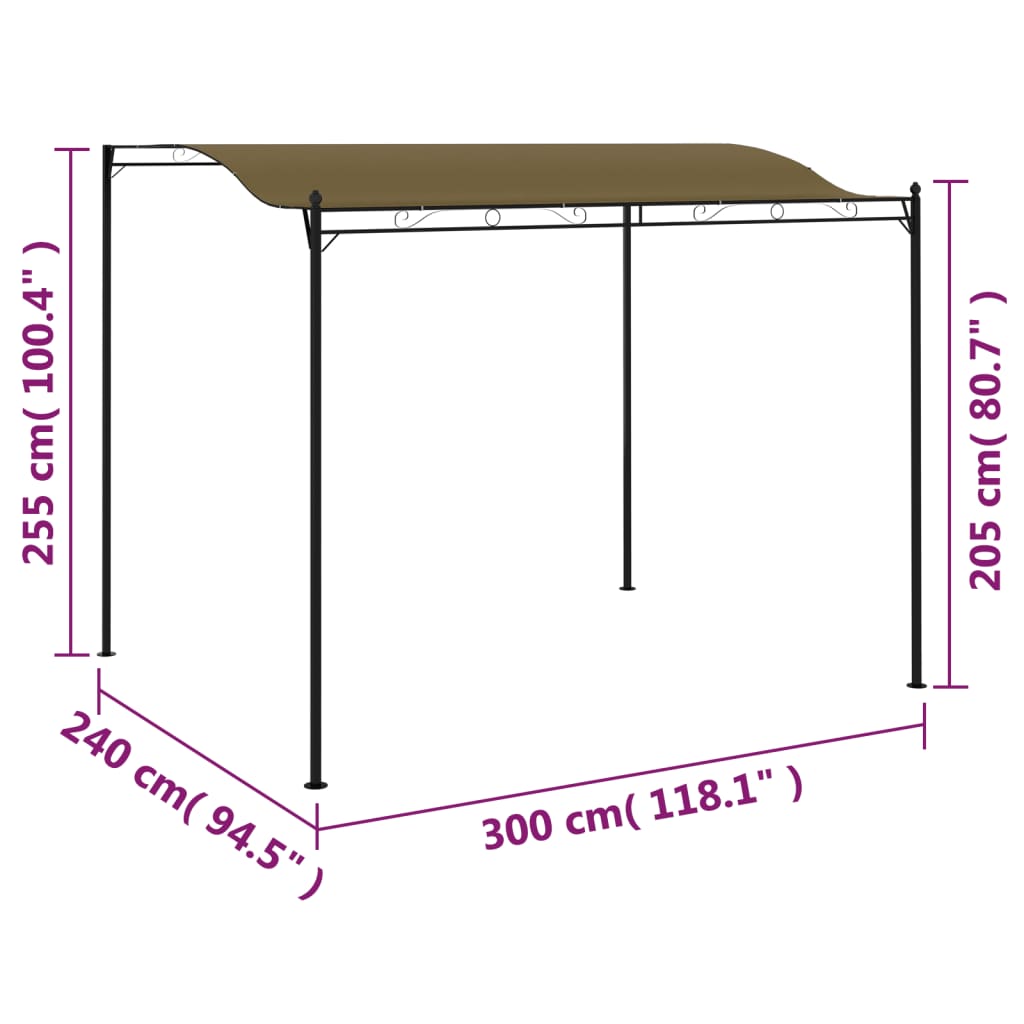 vidaXL Toldo parasol gris taupe 3x2,4 cm 180 g/m²