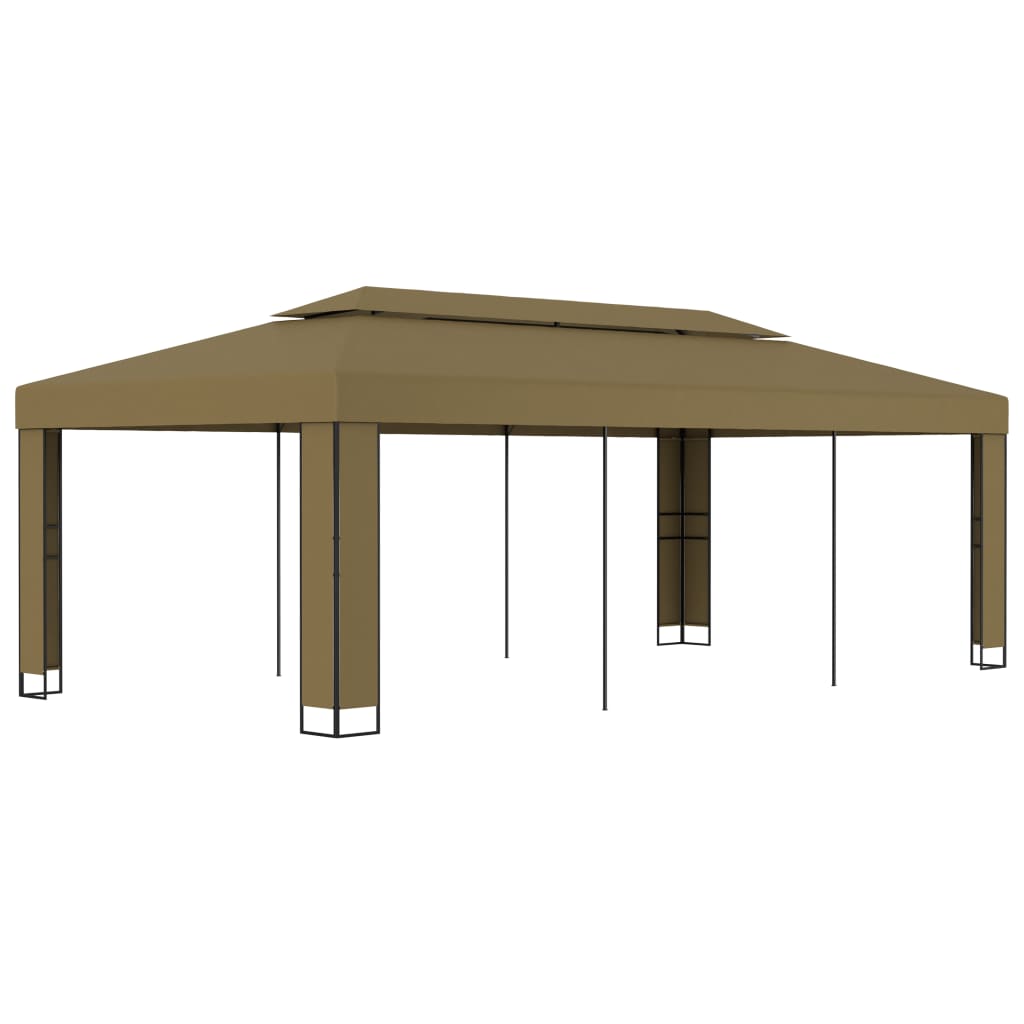 vidaXL Cenador con doble techo gris taupe 3x6 m 180 g/m²