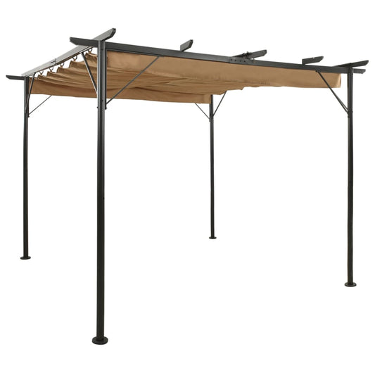 vidaXL Pérgola con tejado retráctil acero gris taupe 3x3 m 180 g/m²
