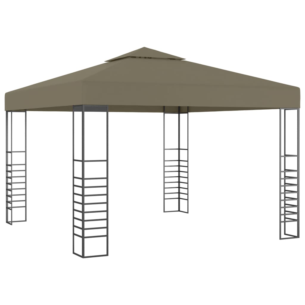 vidaXL Carpa de jardín con tejado retráctil gris taupe 3x3m 180 g/m²