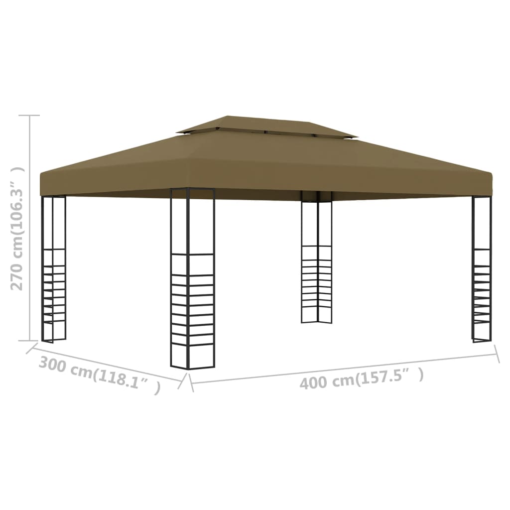 vidaXL Cenador gris taupe 3x4 m 180 g/m²