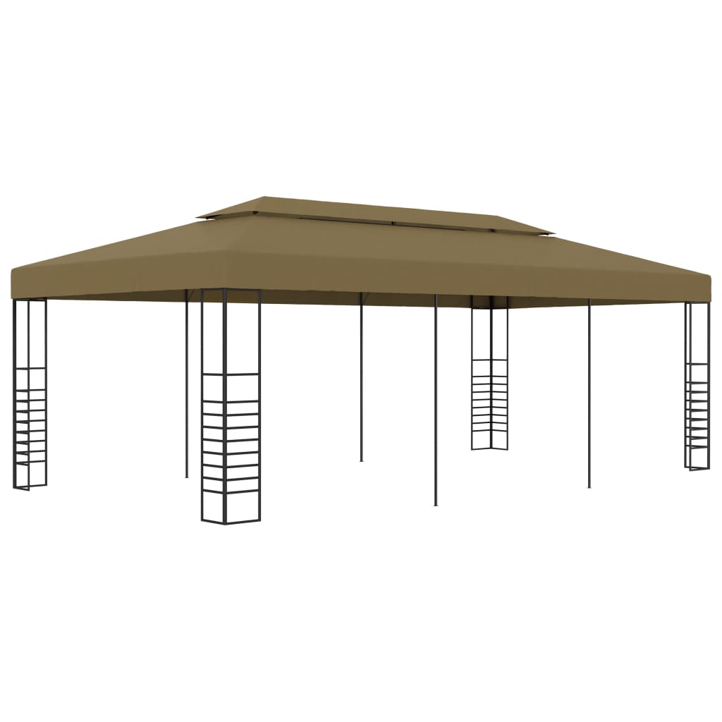 vidaXL Cenador de jardín 6x3x2,7 m gris taupe 180 g/m²