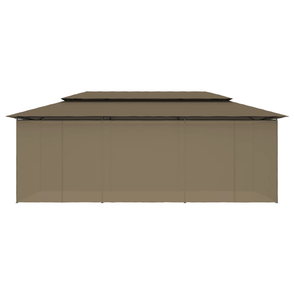 vidaXL Cenador con cortinas gris taupe 180g/m² 600x298x270 cm