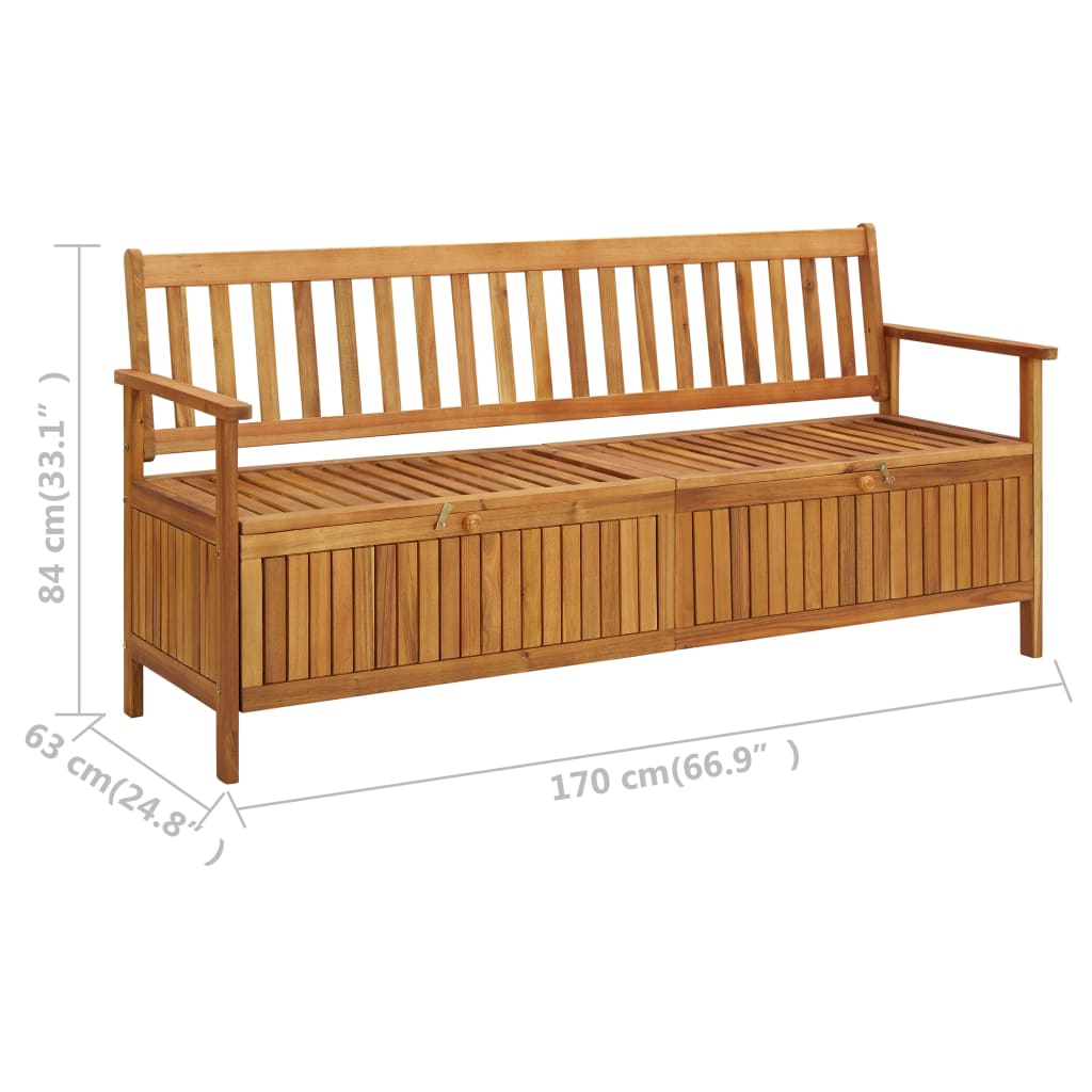 vidaXL Banco de almacenaje de jardín madera de acacia maciza 170 cm