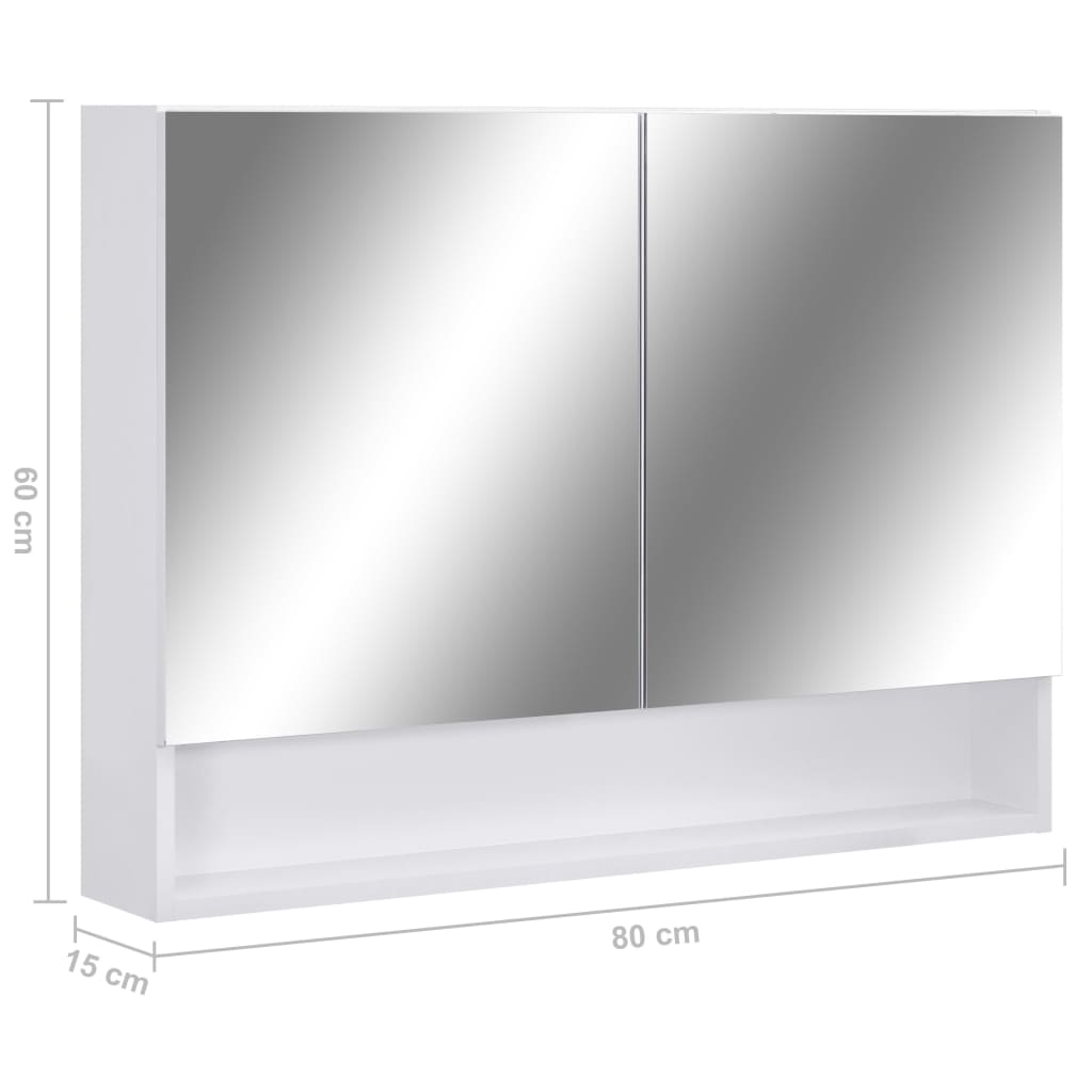 vidaXL Armario de baño con espejo MDF blanco 80x15x60 cm