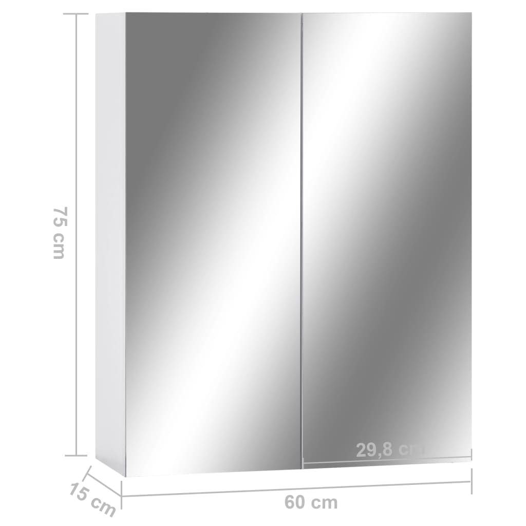 323607 vidaXL Bathroom Mirror Cabinet White 60x15x75 cm MDF