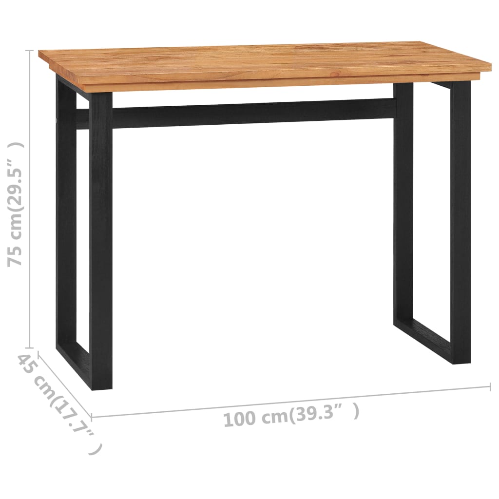 vidaXL Escritorio de madera maciza de teca 100x45x75 cm