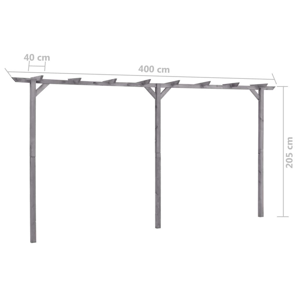 vidaXL Pérgola de jardín de madera de pino impregnada 400x40x205 cm