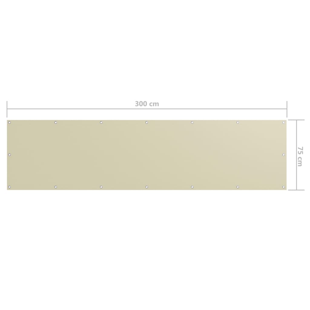 vidaXL Toldo para balcón tela oxford crema 75x300 cm