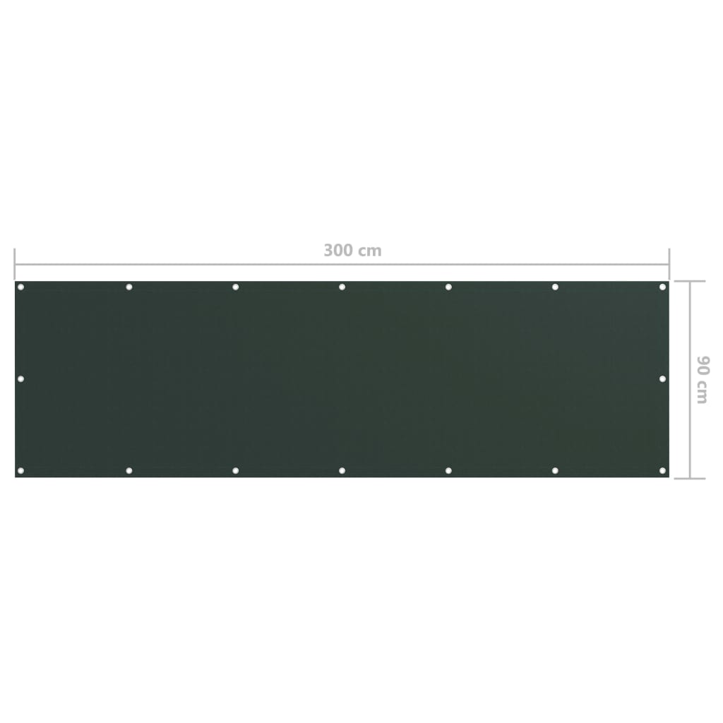 vidaXL Toldo para balcón tela oxford verde oscuro 90x300 cm